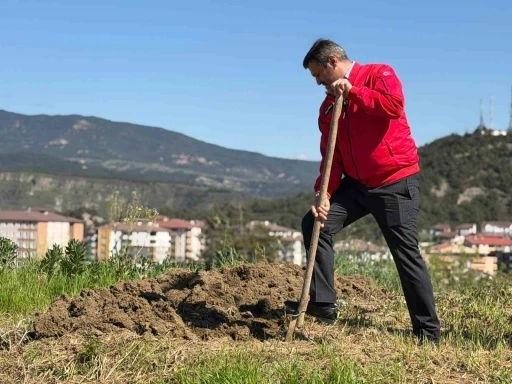 Başkan &Ccedil;etinkaya bademin karşılığını emeğiyle &ouml;dedi
