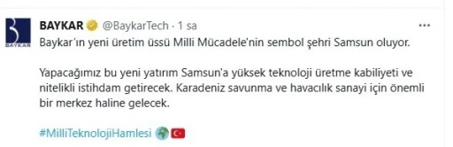 BAYKAR’dan Samsun’a dev yatırım: Anadolu’daki ilk üretim üssü kuruluyor
