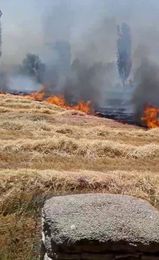 Beyşehir’de korkutan anız yangını, evlere sıçramadan söndürüldü
