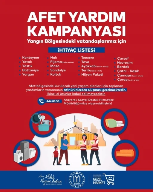 Bilecik Belediyesi’nden yangın afetine uğrayanlar için yardım kampanyası
