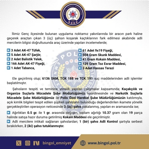 Bingöl’de 2 şüpheli tutuklandı
