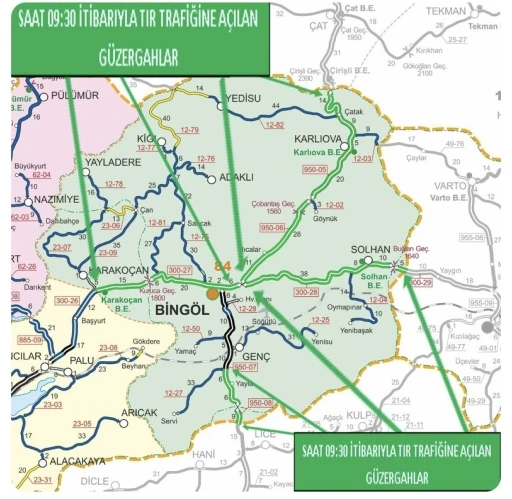 Bing&ouml;l&rsquo;de tır trafiğine kapanan yollar a&ccedil;ıldı
