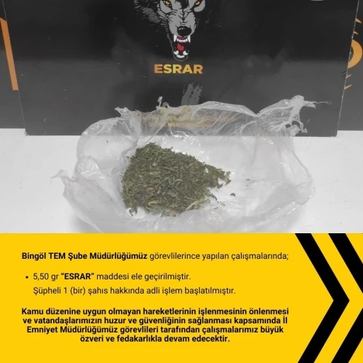 Bingöl’de uyuşturucu operasyonu
