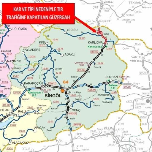Bing&ouml;l-Erzurum karayolu tır trafiğine kapandı
