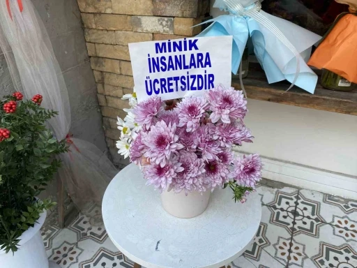 Bir saksıya ayırdığı &ccedil;i&ccedil;ekleri k&uuml;&ccedil;&uuml;k &ccedil;ocuklar i&ccedil;in &uuml;cretsiz yaptı
