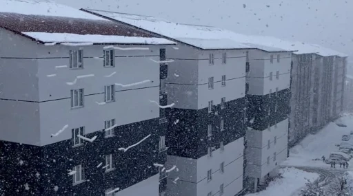 Bitlis&rsquo;te &ccedil;atıdan caddeye d&uuml;şen kar k&uuml;tleleri g&ouml;rsel ş&ouml;len sundu
