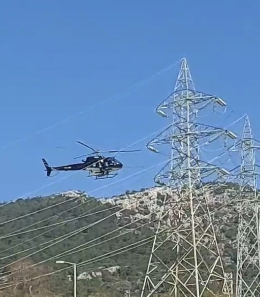 Bodrum&rsquo;da y&uuml;ksek gerilim hatları helikopterle temizlendi