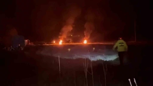 Bolu&rsquo;da &ccedil;ift&ccedil;iler meyve ağa&ccedil;larını ateş yakarak koruyor
