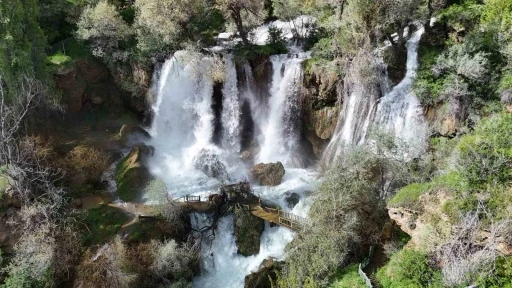 Bozkırın ortasındaki saklı cennet coştu, k&ouml;pr&uuml;s&uuml; yıkıldı
