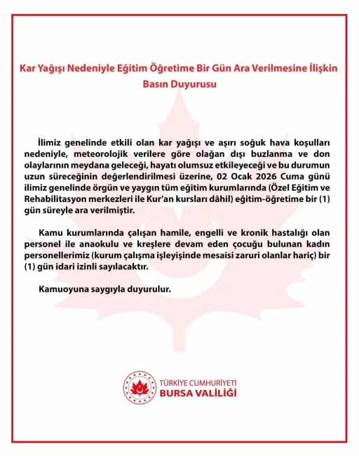 Bursa&rsquo;da eğitime kar engeli
