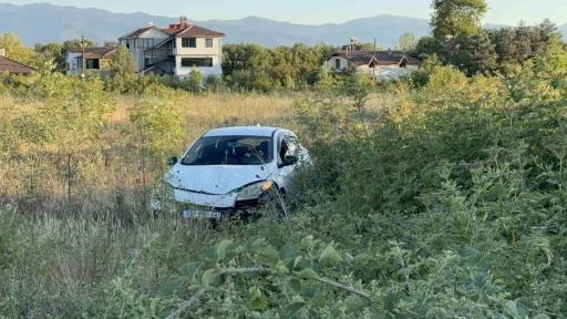 Büyükbaş hayvana çarpmamak için manevra yapınca aracı şarampole uçtu: 1 yaralı
