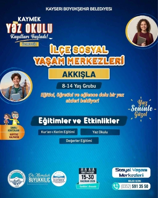 B&uuml;y&uuml;kşehir KAYMEK&rsquo;in il&ccedil;e sosyal yaşam merkezleri yaz okulu kayıtları başladı
