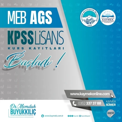 Büyükşehir Kaymek’te MEB-AGS ve KPSS kurs kayıtları başladı
