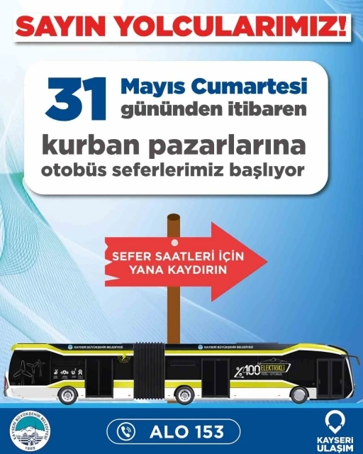 Büyükşehir Ulaşım A.Ş.’den kurban pazarlarına özel otobüs seferleri
