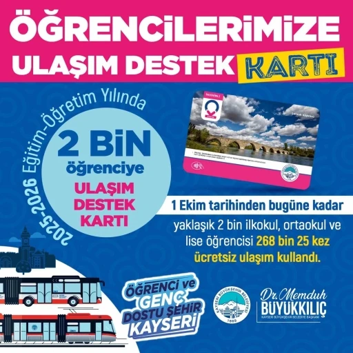 B&uuml;y&uuml;kşehirin ulaşım desteğinden 2 bin &ouml;ğrenci faydalanıyor
