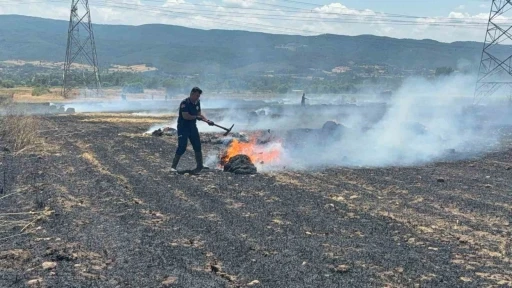 &Ccedil;an&rsquo;da tarım arazisinde &ccedil;ıkan yangın s&ouml;nd&uuml;r&uuml;ld&uuml;
