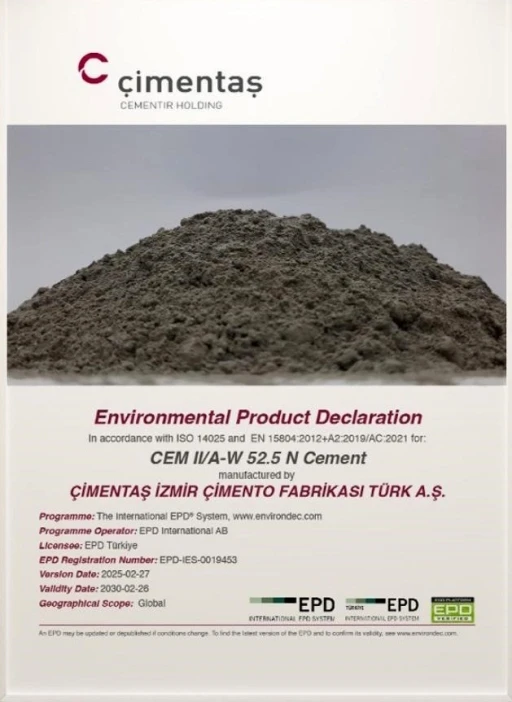 Çimentaş, EPD belgesi ile sürdürülebilirlik taahhüdünü güçlendiriyor
