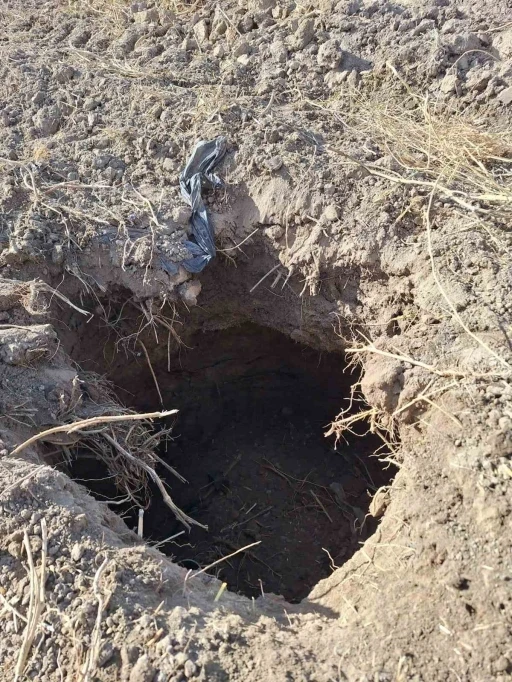 Çivril’de tarlada oluşan obruk korkuttu
