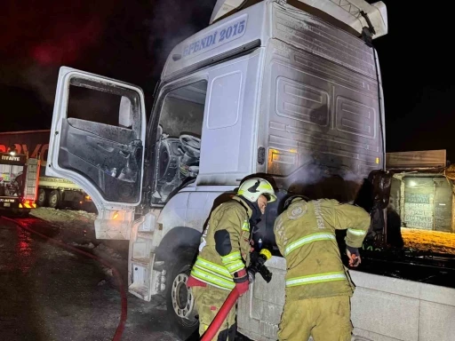 Cizre&rsquo;de seyir halindeki Tır alevlere teslim oldu
