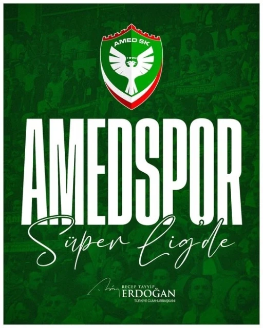 Cumhurbaşkanı Erdoğan&rsquo;dan S&uuml;per Lig&rsquo;e y&uuml;kselen Amed Sportif Faaliyetler&rsquo;e tebrik mesajı
