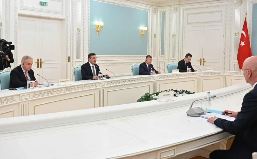 Cumhurbaşkanı Yardımcısı Yılmaz, Kazakistan Cumhurbaşkanı Tokayev ile g&ouml;r&uuml;şt&uuml;

