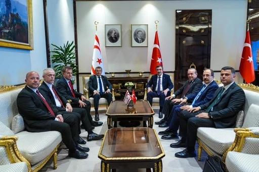 Cumhurbaşkanı Yardımcısı Yılmaz, KKTC Başbakanı Ünal Üstel ile bir araya geldi
