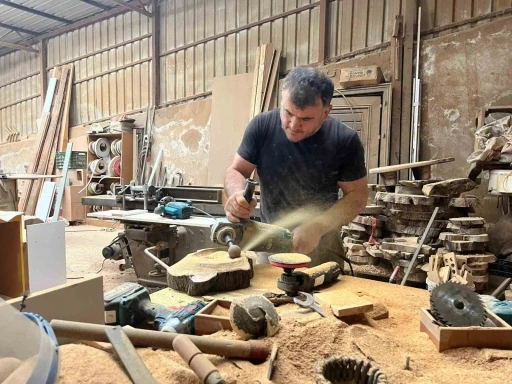 &Ccedil;&uuml;r&uuml;m&uuml;ş zeytin ağa&ccedil;larını sanat eserine d&ouml;n&uuml;şt&uuml;r&uuml;yor
