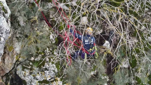 Dağda mahsur kalan ke&ccedil;i kurtarıldı
