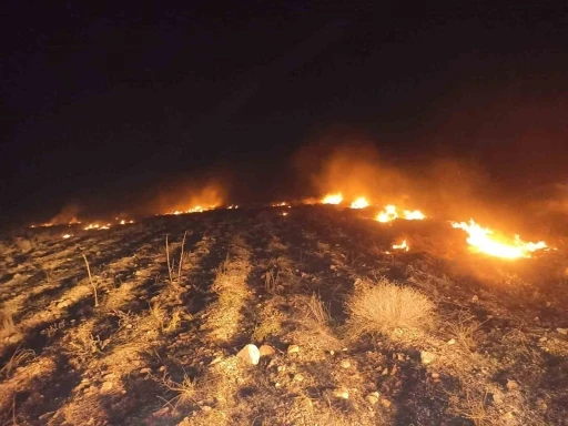 Darende’de anız yangını
