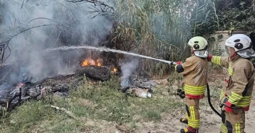 Defne&rsquo;de sazlık yangını
