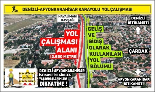 Denizli-Afyonkarahisar Karayolundaki yol &ccedil;alışması nedeniyle yolculuklar 1 saate kadar uzayabilir
