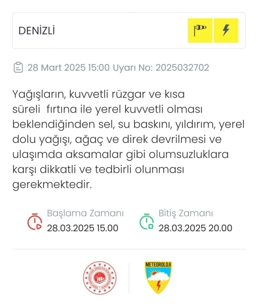 Denizli bayramını yağışlı geçirecek
