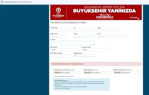 Denizli Büyükşehrin YKS adaylarına sınav ücret desteği başvuruları başladı
