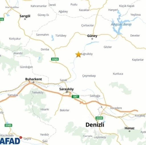 Denizli G&uuml;ney&rsquo;de 4.0 b&uuml;y&uuml;kl&uuml;ğ&uuml;nde deprem
