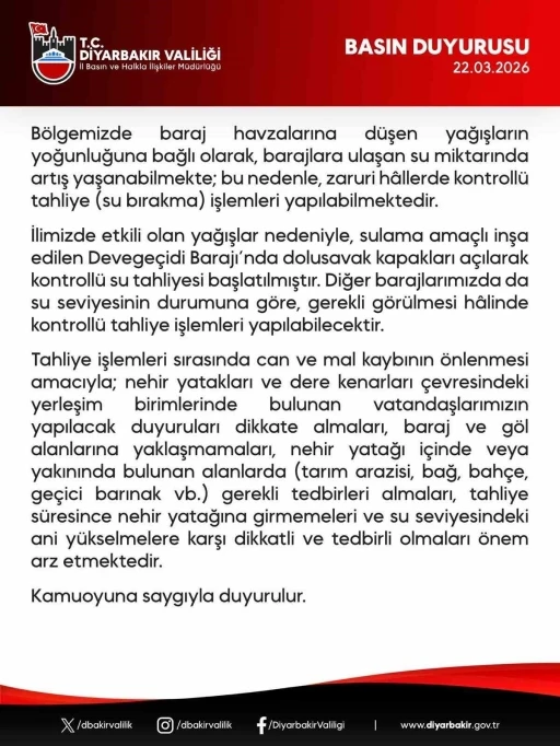 Devege&ccedil;idi Barajı&rsquo;nda su tahliyesine başlandı
