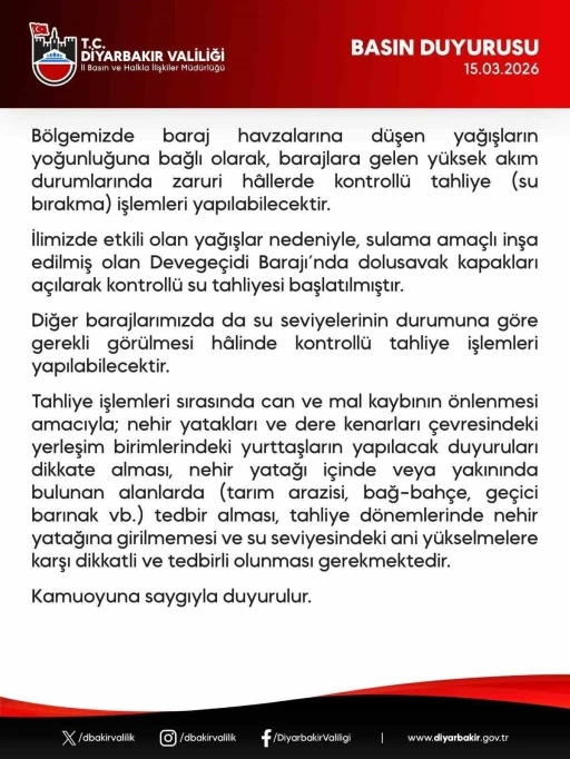 Devege&ccedil;idi Barajında su tahliyesine başlandı
