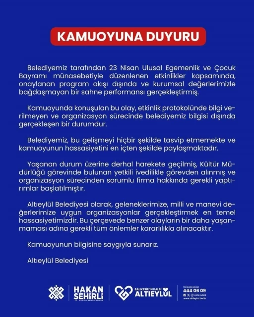 Direk danslı 23 Nisan gösterisi soruşturmalık oldu
