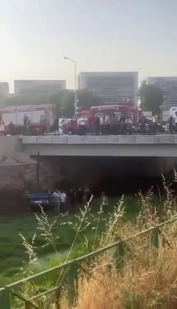 Direksiyon hakimiyetini kaybedip dereye uçtu
