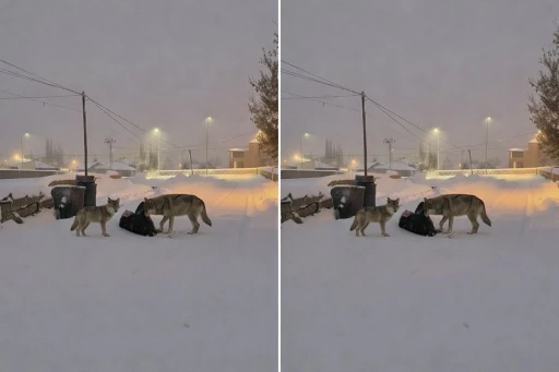Diyadin&rsquo;de kurtlar mahalle arasına indi
