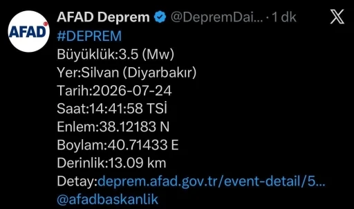 Diyarbakır&rsquo;da deprem
