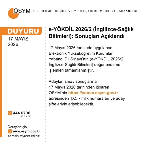 e-Y&Ouml;KDİL 2026/2 sonu&ccedil;ları a&ccedil;ıklandı
