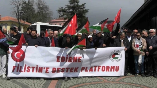 Edirne&rsquo;de Filistin&rsquo;e destek g&ouml;sterisi
