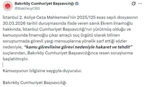 Ekrem İmamoğlu, hakkında "hakaret ve tehdit" su&ccedil;larından soruşturma başlatıldı
