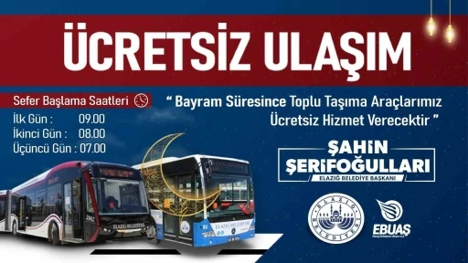 Elazığ Belediyesinden bayramda ücretsiz ulaşım hizmeti
