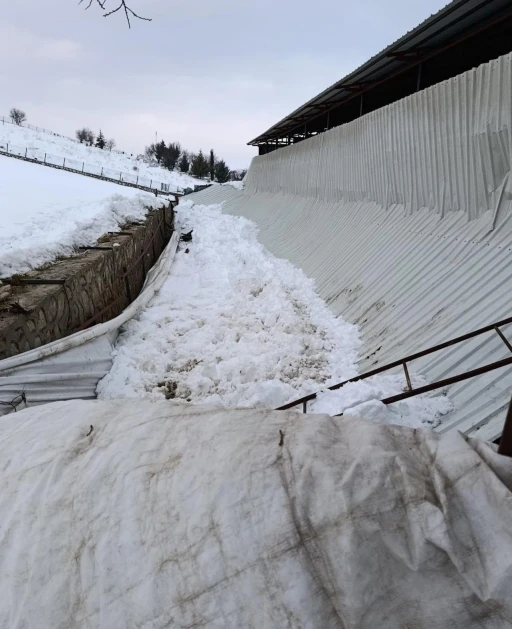 Elazığ&rsquo;da ahırın tavanı &ccedil;&ouml;kt&uuml;

