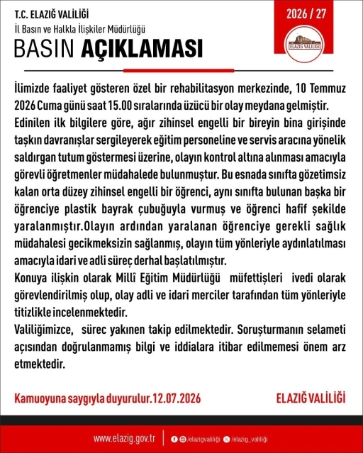 Elazığ&rsquo;da şiddet uygulanan rehabilitasyon merkezine adli ve idari soruşturma başlatıldı
