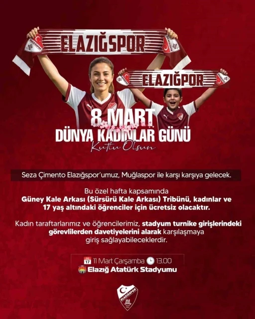 Elazığspor&rsquo;dan kadın taraftarlara jest
