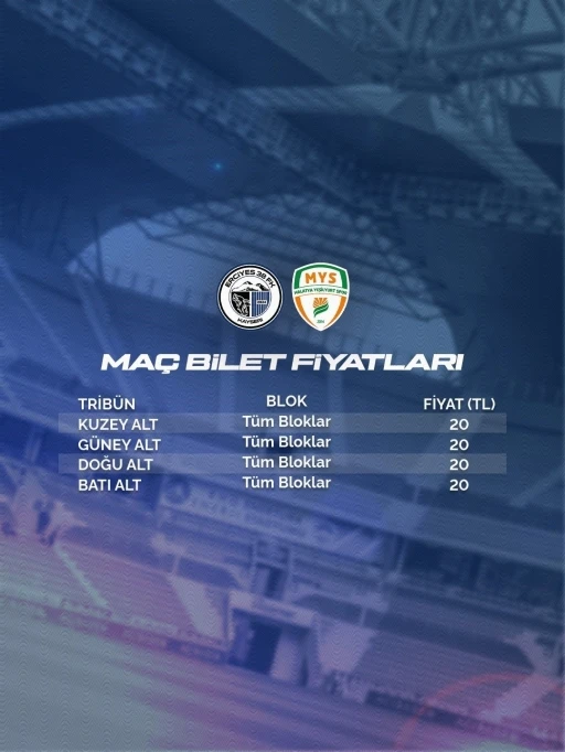 Erciyes 38 FSK-Malatya Yeşilyurtspor ma&ccedil; bileti 20 TL
