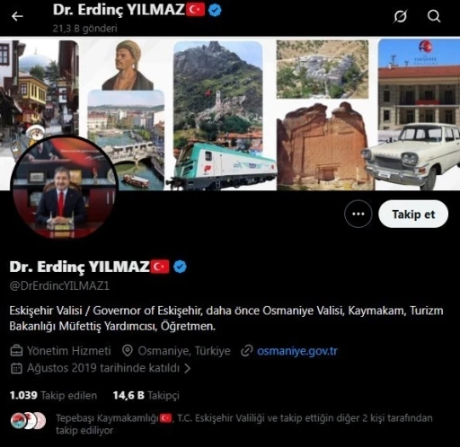 Erdin&ccedil; Vali, Eskişehirli oldu
