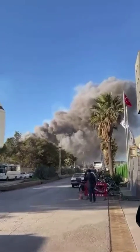 Fabrikada yaşanan patlamayla y&uuml;kselen duman paniğe neden oldu
